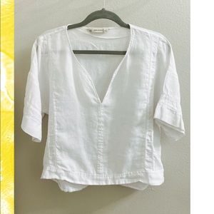 Zara Basic White Linen Blouse